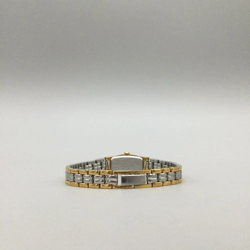 Pulsar Watch Women V220-6190 12mm Silver Gold Tone Oval Dial New Battery 7.25